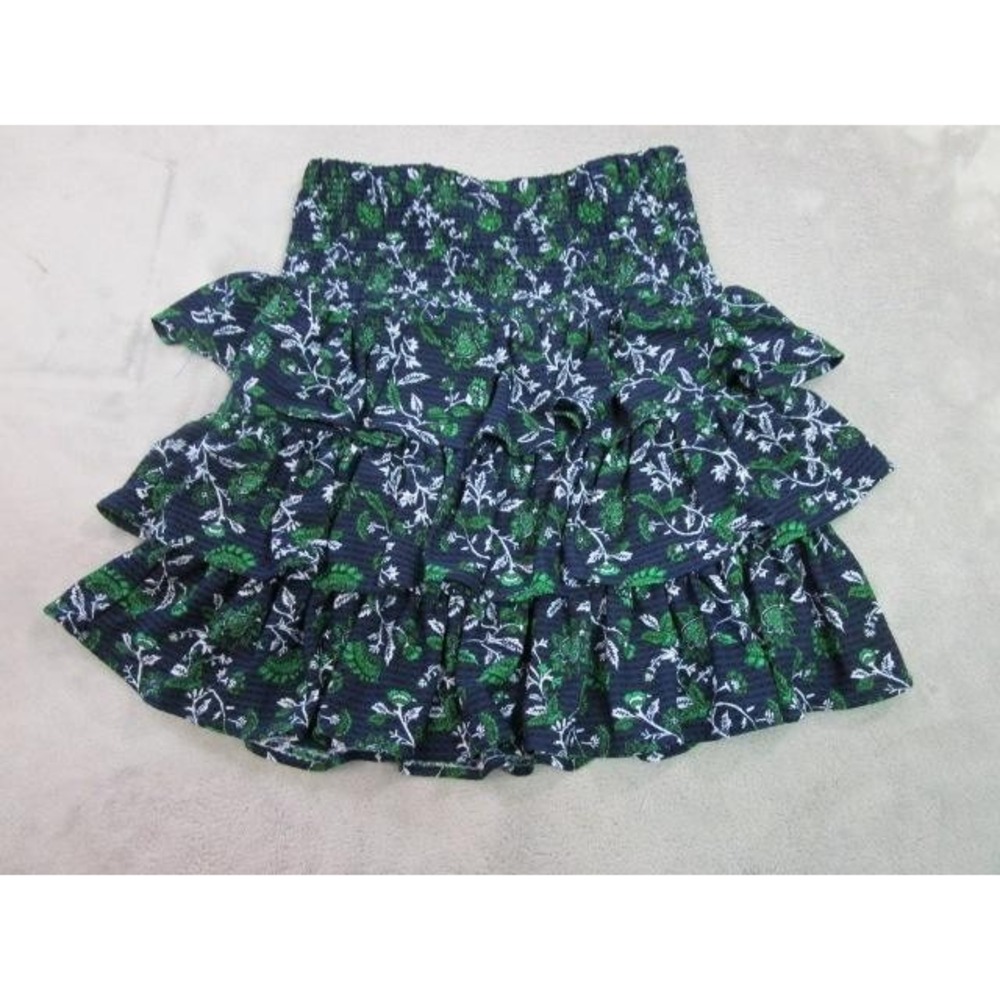 MICHAEL Michael Kors Skirt Womens XS Blue Floral Ruffle Mini Elastic Waist